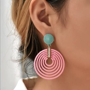 Pink and Blue Fashion Earrings
